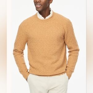 J. Crew Cable Knit Wool Crew Sweater Acorn Mens Size Medium Extra Soft New